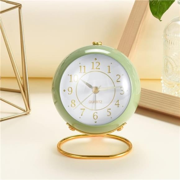 Analog Alarm Clocks,Retro Backlight Cute Simple Design Small Desk Clock - Picture 3 of 5